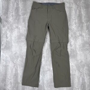 Eddie Bauer Hiking Pants Mens 34x32 Green Convertible Granola Climbing Tech